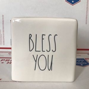 NEW Rae Dunn BLESS YOU Ceramic Tissue Box Cover